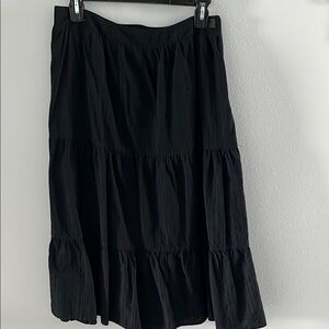 Lulus Black Midi A-Line Tiered Skirt